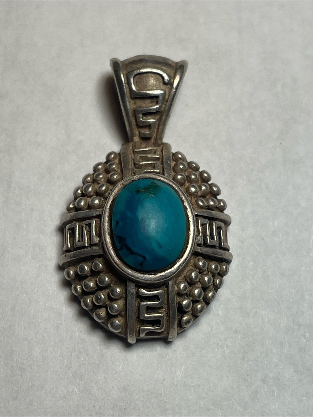 Vintage NF Silversmiths Thailand 925 Sterling Silver Turquoise Pendant